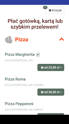 Android application Pizzeria Lusia screenshort
