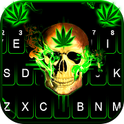Smoky Weed Skull Keyboard Background