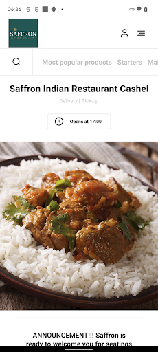 Android application Saffron Indian Restaurant IE screenshort