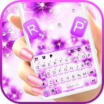 Cover Image of Baixar Purple Shiny Flowers Keyboard  APK