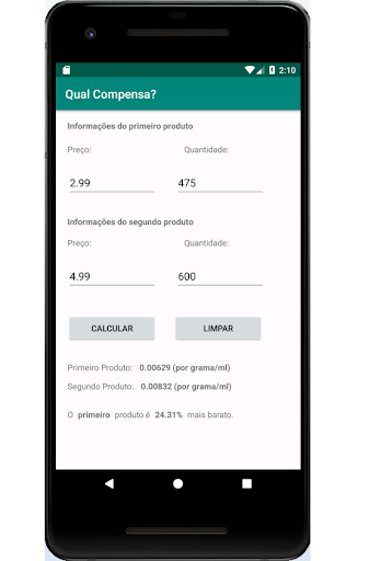Qual Compensa? Screen 2