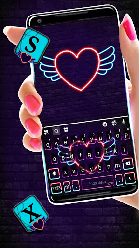 Neon Heart Wings 2 Keyboard Ba Screen 2
