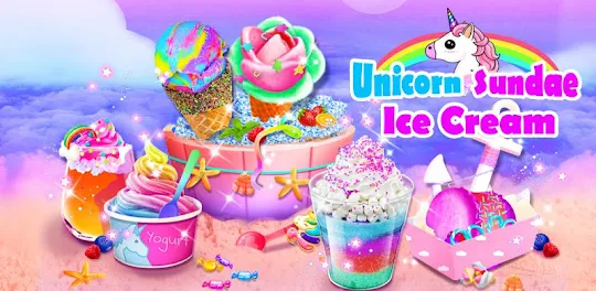 Unicorn Ice Cream Sundae - Ice