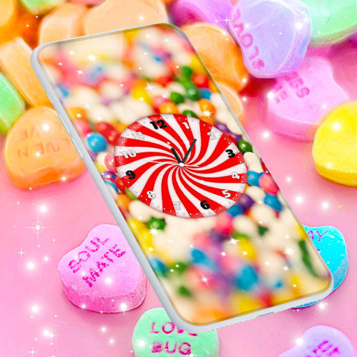 Sweet Candy Clock Wallpaper Laai af op Windows