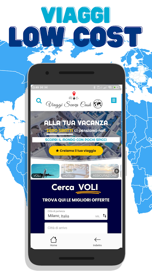 Android application Viaggi Senza Cash screenshot