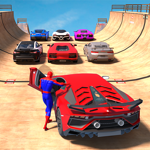 SUPER CARROS com Homem Aranha e Heróis! Corrida com Saltos na