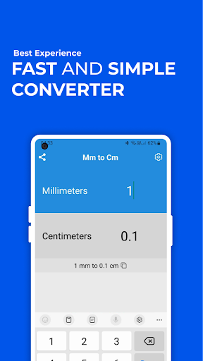 Android application Millimeters to Centimeters mm screenshort