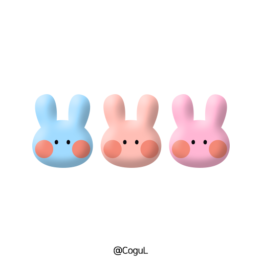 카카오톡 테마 - 쿠션 토끼_레인보우 화이트 logo
