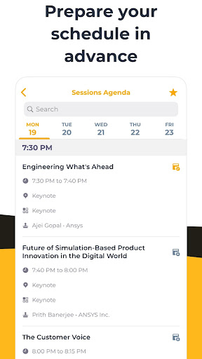 Screenshot of Ansys Events