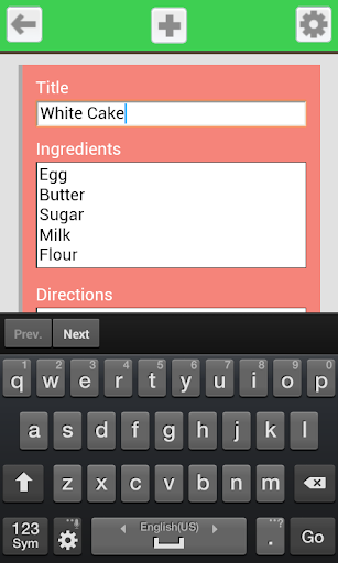 Screenshot of Recipes Organizer