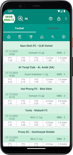 Android application Score Analyze screenshort