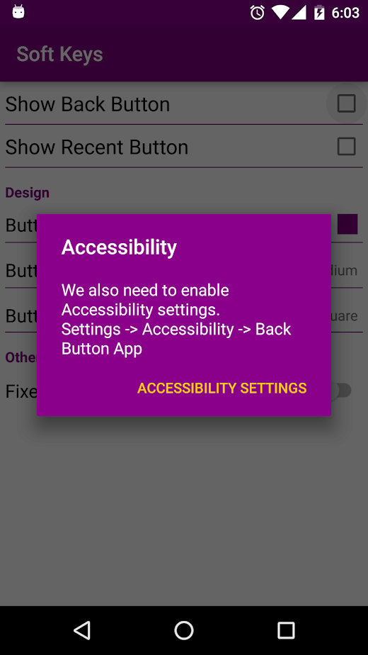 Android application Soft Keys screenshot