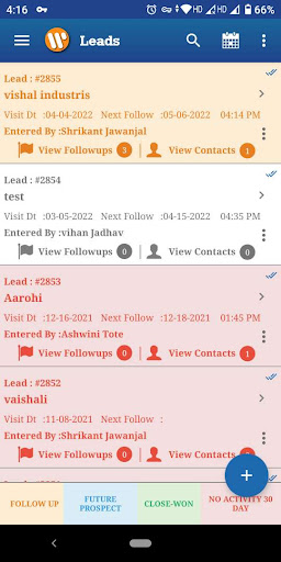 Whiz Sales crm Screen 2
