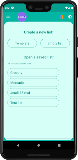 Android application EasyListOne - Shopping lists screenshort