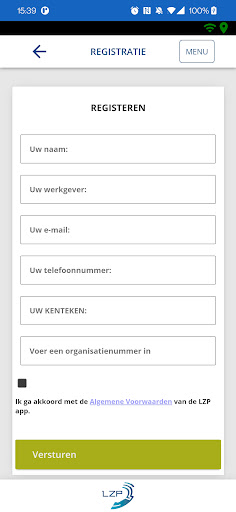 Android application LZP Identificatieformulier app screenshort