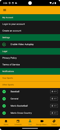 Screenshot of George Mason Patriots