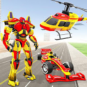 Helicopter Robot Transform: Formula Car Robot Game