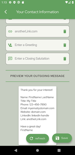 bizCard Screen 3