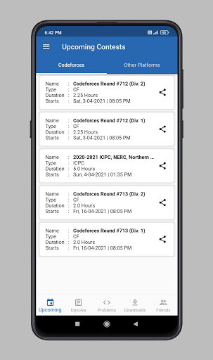 Android application CodeForces Helper screenshort
