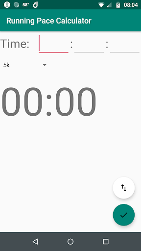 Android application Running Pace Calculator screenshort