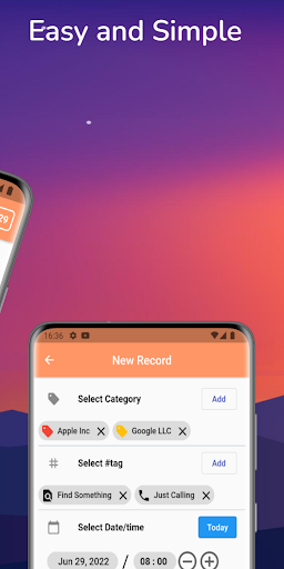 TimeG - Daily work log Screen 2