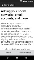 screenshot of HTC Help