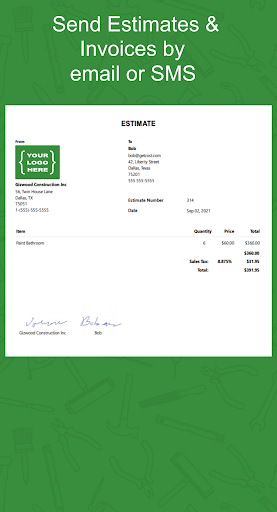 Contractor Estimate & Invoice Screen 3