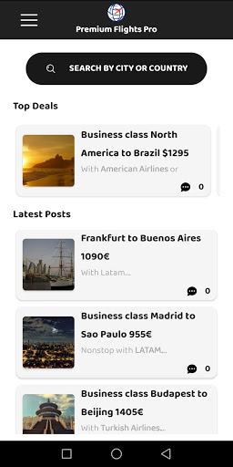 Android application Premium Flights (PRO) screenshort