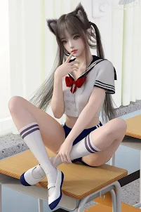 섹시한 애니메이션 소녀 배경 화면