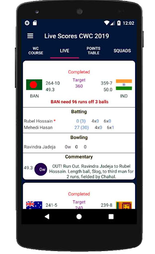 Live Scores CWC 2019