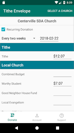 Android application AdventistGiving screenshort