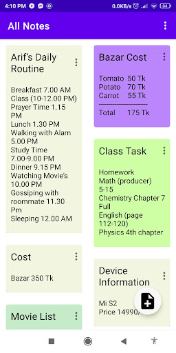 Android application Notepad screenshort