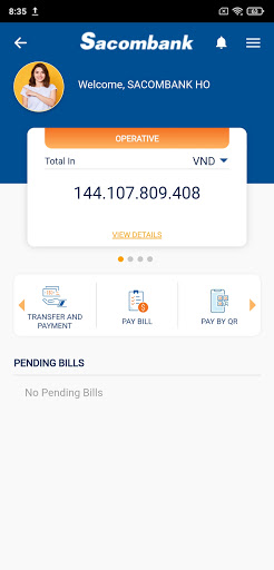 Sacombank mBanking Screen 2