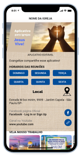 Android application Aplicativo para Igrejas screenshort