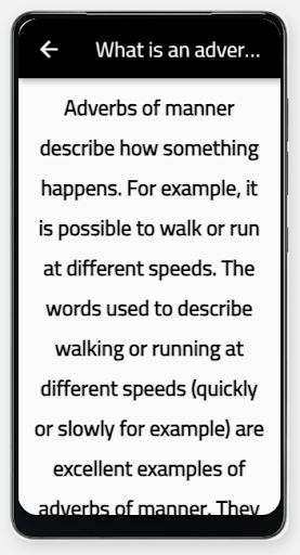 Android application adverbs of manner screenshort