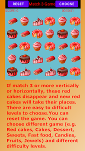 Match Three Red Cakes Game