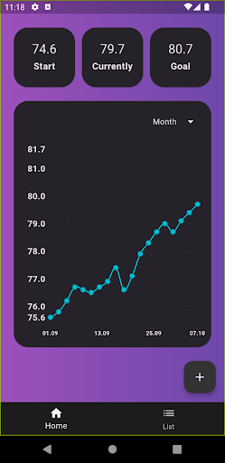 Android application Simple Weight Tracker screenshort