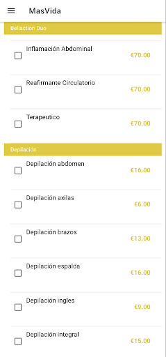 Android application MasVida screenshort