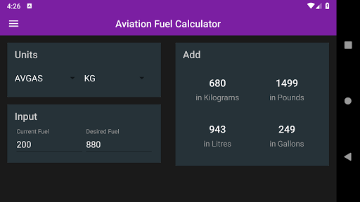 Knapp Aviation Fuel Calculator