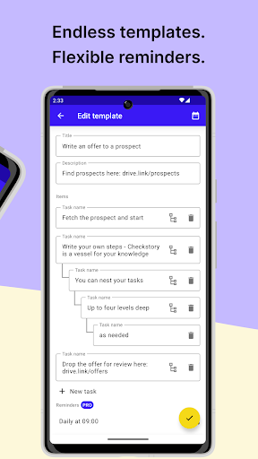 Checkstory for checklists Screen 3