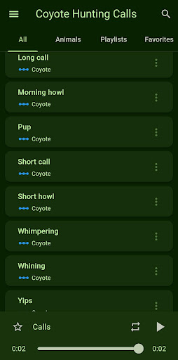 Android application Coyote Hunting Calls & Sounds screenshort