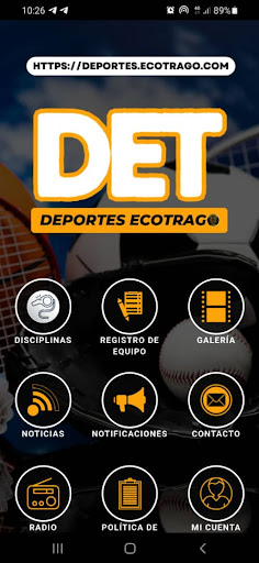 Android application Deportes EcoTraGo screenshort
