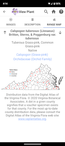 Screenshot of Flora of Virginia