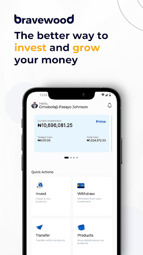 Android application Bravewood: Earn. Invest. Grow. screenshort