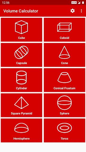 Android application Volume Calculator screenshort
