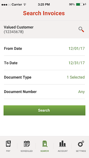 Android application US Foods My Account screenshort