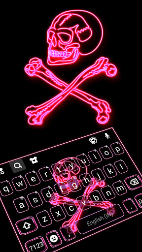 Android application Pink Neon Skull Keyboard Backg screenshort