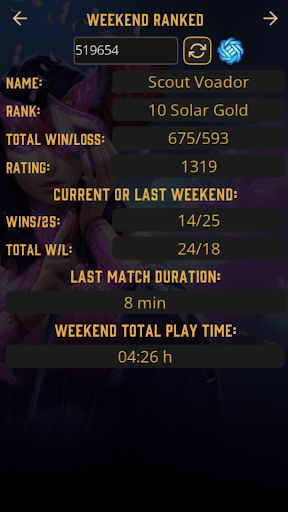 Android application Gods Unchained Player Stats screenshort