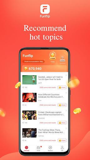 Android application Funflip - Earn by sharing screenshort