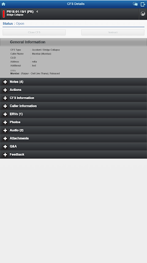 CG Dial 112 Senior Officer App Screen 2